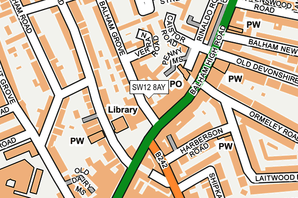 SW12 8AY map - OS OpenMap – Local (Ordnance Survey)