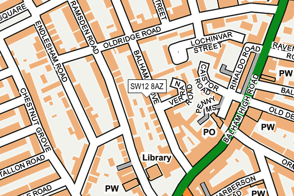 SW12 8AZ map - OS OpenMap – Local (Ordnance Survey)