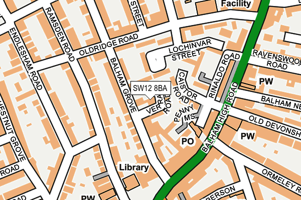 SW12 8BA map - OS OpenMap – Local (Ordnance Survey)