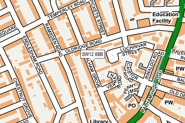 SW12 8BB map - OS OpenMap – Local (Ordnance Survey)