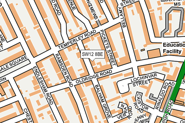 SW12 8BE map - OS OpenMap – Local (Ordnance Survey)