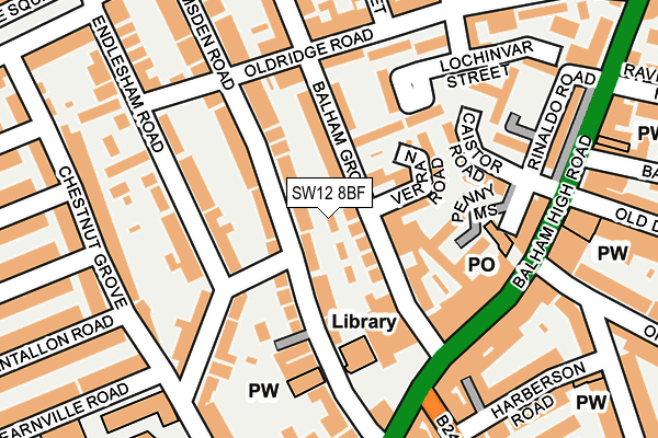 SW12 8BF map - OS OpenMap – Local (Ordnance Survey)