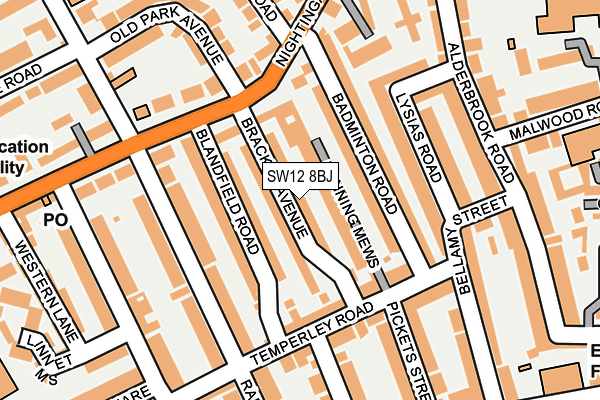 SW12 8BJ map - OS OpenMap – Local (Ordnance Survey)