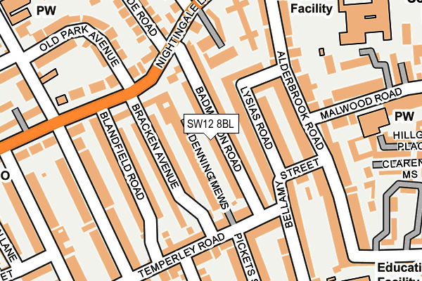 SW12 8BL map - OS OpenMap – Local (Ordnance Survey)