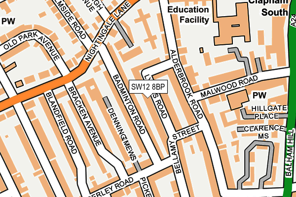 SW12 8BP map - OS OpenMap – Local (Ordnance Survey)