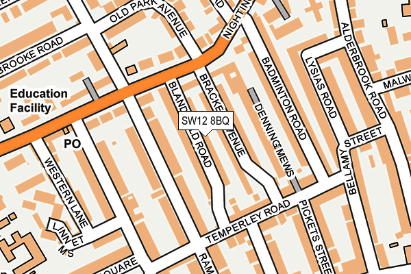 SW12 8BQ map - OS OpenMap – Local (Ordnance Survey)