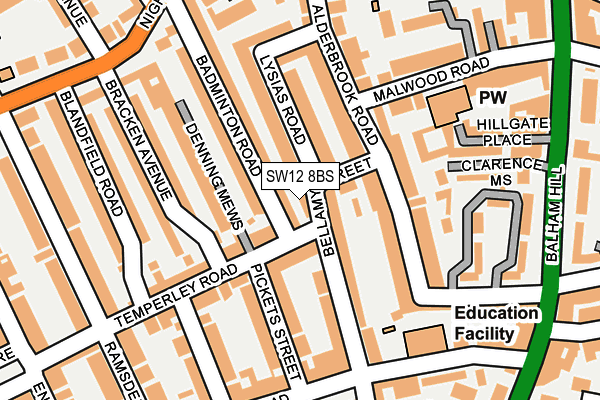 SW12 8BS map - OS OpenMap – Local (Ordnance Survey)