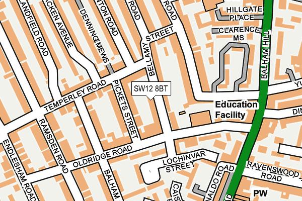 SW12 8BT map - OS OpenMap – Local (Ordnance Survey)