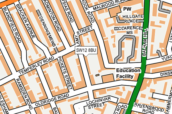 SW12 8BU map - OS OpenMap – Local (Ordnance Survey)