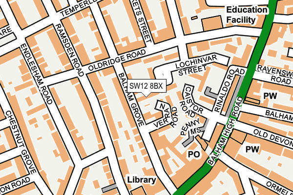 SW12 8BX map - OS OpenMap – Local (Ordnance Survey)