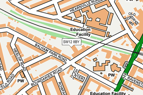 SW12 8BY map - OS OpenMap – Local (Ordnance Survey)