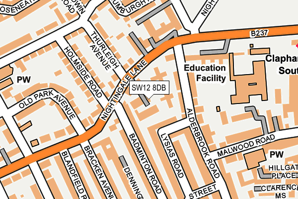 SW12 8DB map - OS OpenMap – Local (Ordnance Survey)