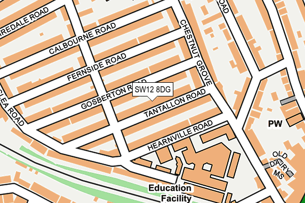 SW12 8DG map - OS OpenMap – Local (Ordnance Survey)