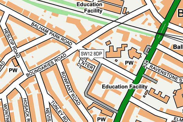 SW12 8DP map - OS OpenMap – Local (Ordnance Survey)