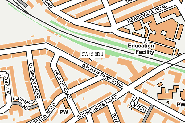 SW12 8DU map - OS OpenMap – Local (Ordnance Survey)