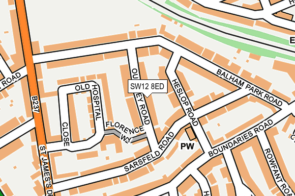 SW12 8ED map - OS OpenMap – Local (Ordnance Survey)