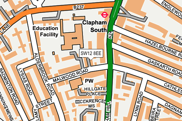 SW12 8EE map - OS OpenMap – Local (Ordnance Survey)