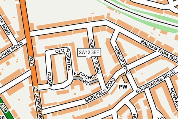 SW12 8EF map - OS OpenMap – Local (Ordnance Survey)