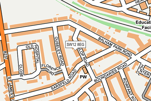 SW12 8EG map - OS OpenMap – Local (Ordnance Survey)