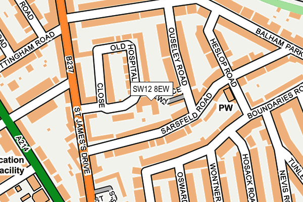 SW12 8EW map - OS OpenMap – Local (Ordnance Survey)