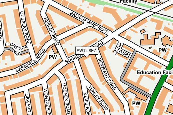 SW12 8EZ map - OS OpenMap – Local (Ordnance Survey)