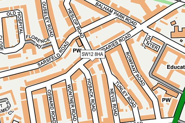 SW12 8HA map - OS OpenMap – Local (Ordnance Survey)