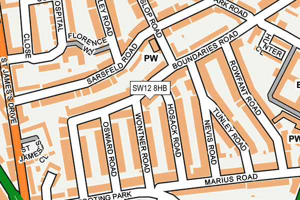 SW12 8HB map - OS OpenMap – Local (Ordnance Survey)