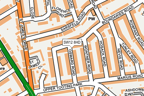 SW12 8HD map - OS OpenMap – Local (Ordnance Survey)