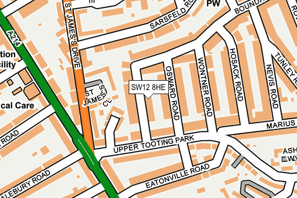 SW12 8HE map - OS OpenMap – Local (Ordnance Survey)
