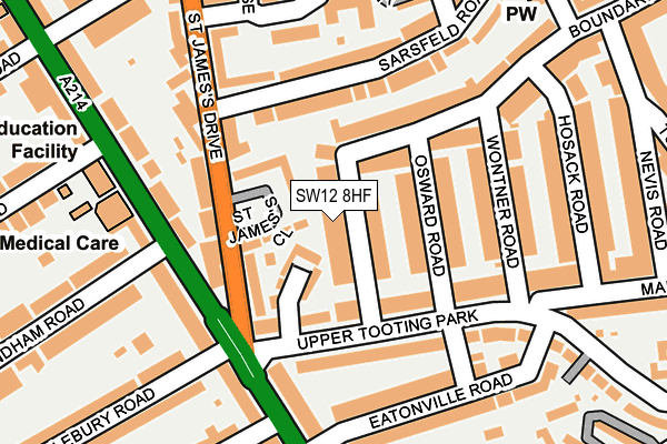 SW12 8HF map - OS OpenMap – Local (Ordnance Survey)