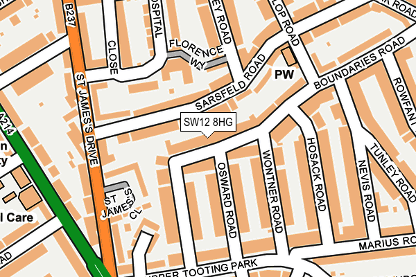SW12 8HG map - OS OpenMap – Local (Ordnance Survey)