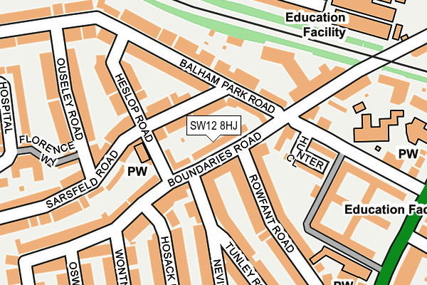 SW12 8HJ map - OS OpenMap – Local (Ordnance Survey)