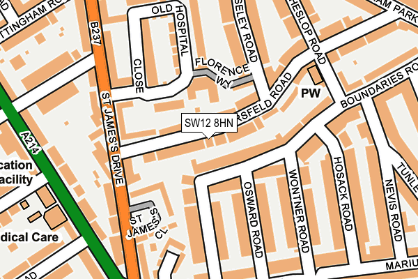 SW12 8HN map - OS OpenMap – Local (Ordnance Survey)