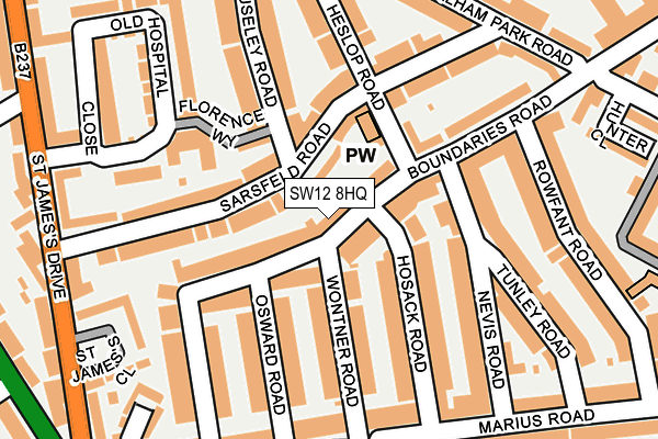 SW12 8HQ map - OS OpenMap – Local (Ordnance Survey)