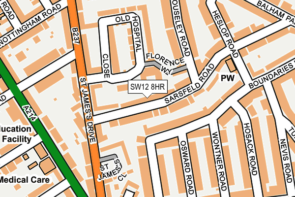 SW12 8HR map - OS OpenMap – Local (Ordnance Survey)