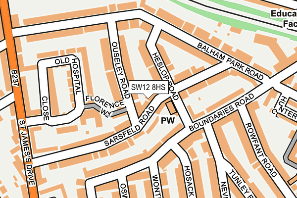 SW12 8HS map - OS OpenMap – Local (Ordnance Survey)
