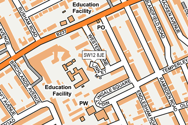 SW12 8JE map - OS OpenMap – Local (Ordnance Survey)