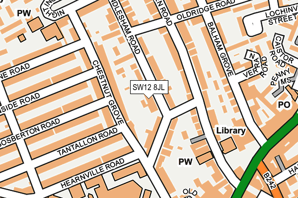 SW12 8JL map - OS OpenMap – Local (Ordnance Survey)