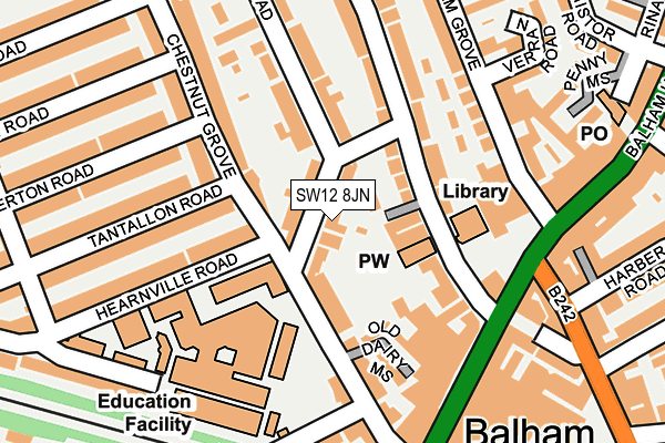 SW12 8JN map - OS OpenMap – Local (Ordnance Survey)