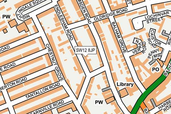 SW12 8JP map - OS OpenMap – Local (Ordnance Survey)