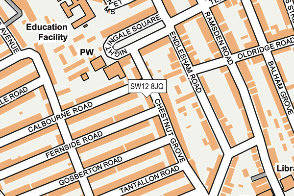 SW12 8JQ map - OS OpenMap – Local (Ordnance Survey)