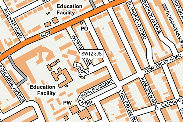 SW12 8JS map - OS OpenMap – Local (Ordnance Survey)