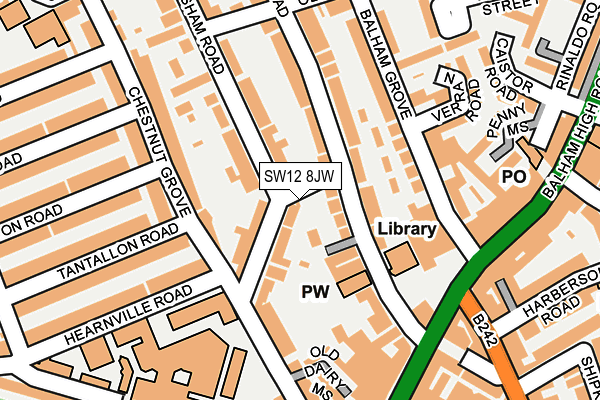 SW12 8JW map - OS OpenMap – Local (Ordnance Survey)