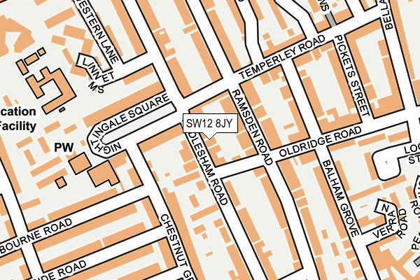 SW12 8JY map - OS OpenMap – Local (Ordnance Survey)