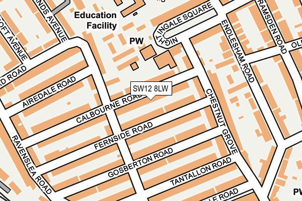 SW12 8LW map - OS OpenMap – Local (Ordnance Survey)