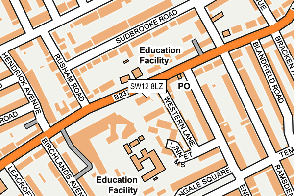 SW12 8LZ map - OS OpenMap – Local (Ordnance Survey)