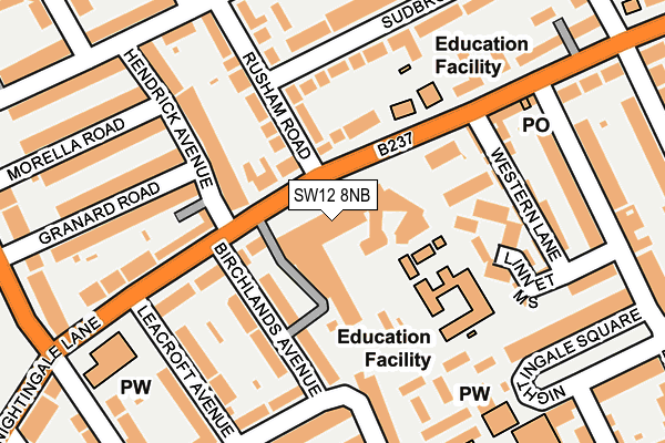 SW12 8NB map - OS OpenMap – Local (Ordnance Survey)