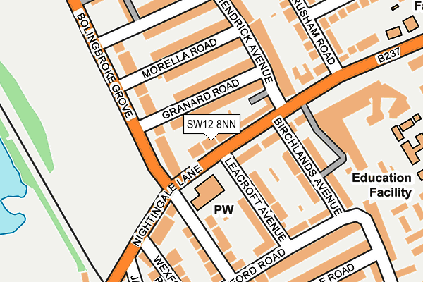 SW12 8NN map - OS OpenMap – Local (Ordnance Survey)