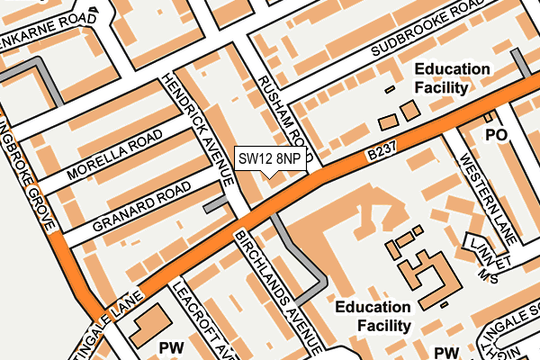 SW12 8NP map - OS OpenMap – Local (Ordnance Survey)