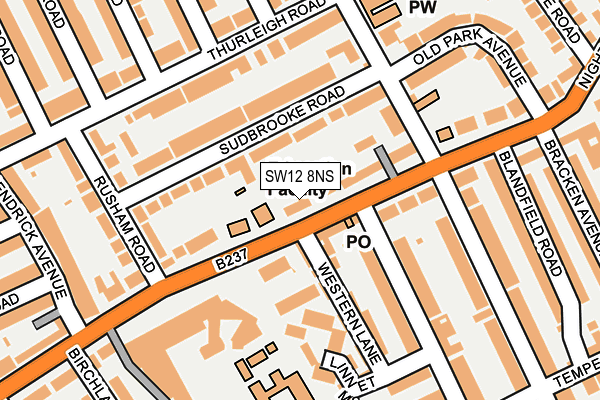 SW12 8NS map - OS OpenMap – Local (Ordnance Survey)